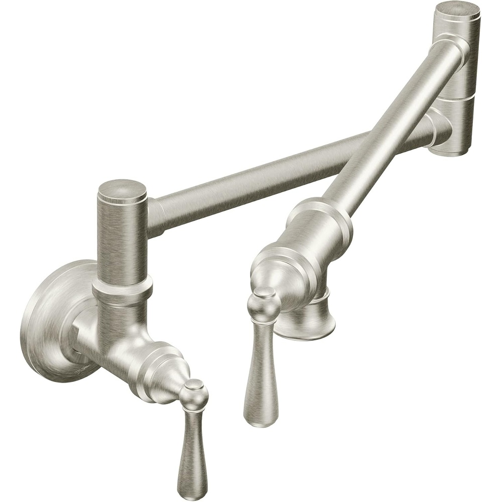 image:imageMoen S664 Traditional Wall Mount Swing Arm Folding Pot Filler Kitchen Faucet ChromeSpot Resist Stainless