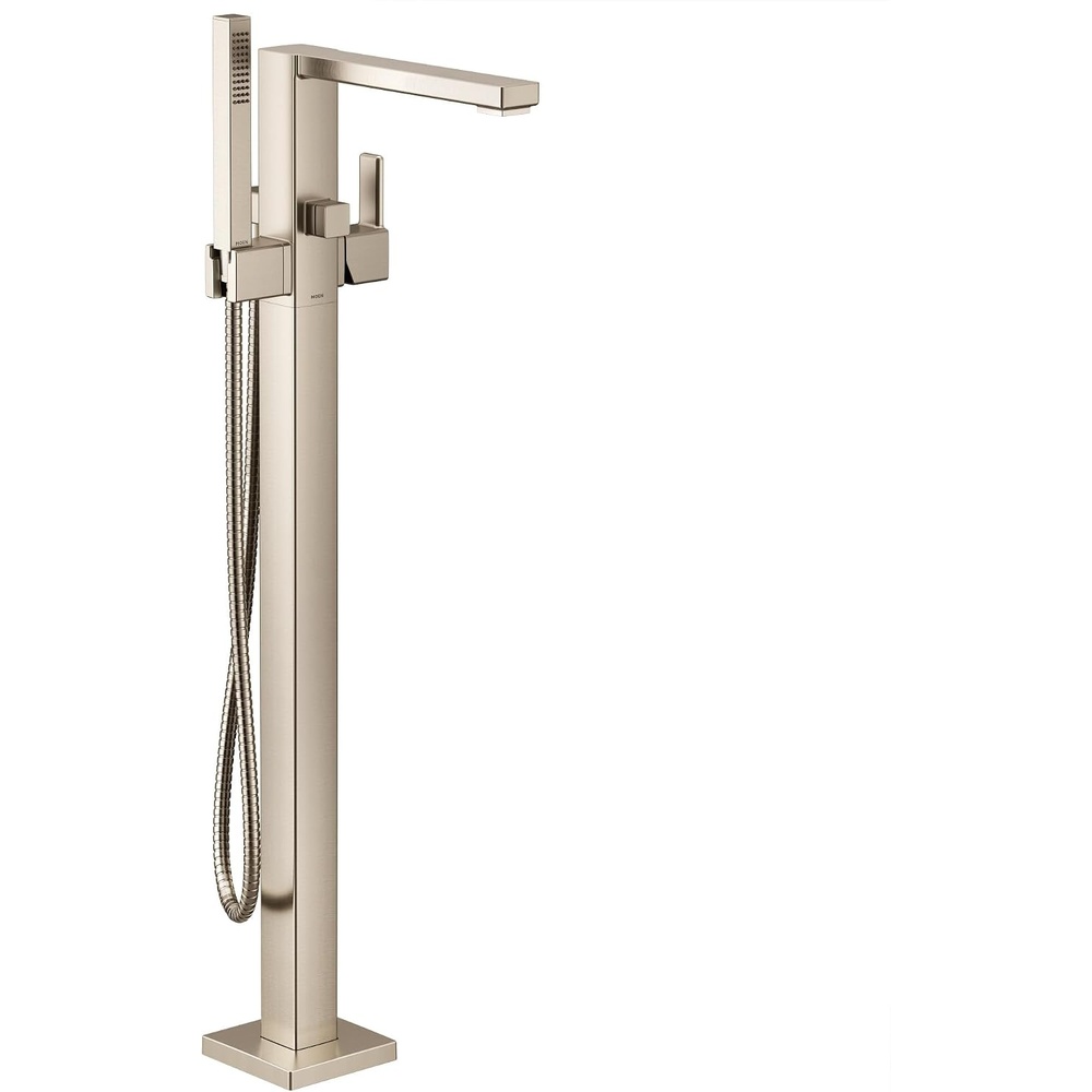 image:imageMoen S905BN 90 Degree OneHandle Freestanding Floor Mount Tub Filler with Handshower Brushed NickelBrushed Nickel