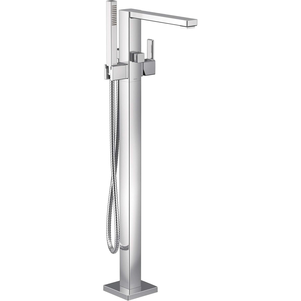 image:imageMoen S905BN 90 Degree OneHandle Freestanding Floor Mount Tub Filler with Handshower Brushed NickelChrome