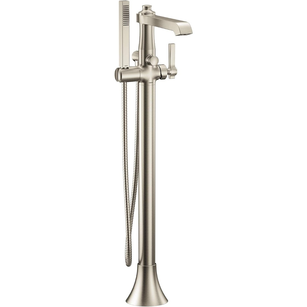 image:imageMoen S931BG Flara OneHandle Freestanding Floor Mount Tub Filler with Handshower Brushed GoldBrushed Nickel