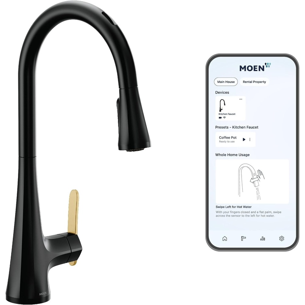 image:imageMoen Sinema Matte Black 3in1 Water Filtration OneHandle Pulldown Kitchen Faucet FS7235BL with Moen F9800 Advanced Carbon Water Filtration SystemMatte Black
