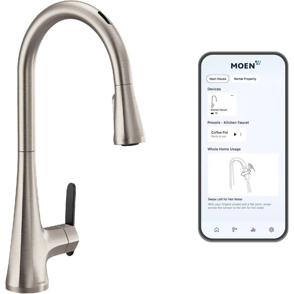 image:imageMoen Sinema Matte Black 3in1 Water Filtration OneHandle Pulldown Kitchen Faucet FS7235BL with Moen F9800 Advanced Carbon Water Filtration SystemSpot Resist Stainless