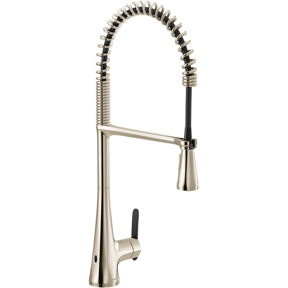 image:imageMoen Sinema Polished Nickel SingleHandle Touchless High Arc Pulldown Kitchen Faucet Spring Kitchen Sink Faucet with Pulldown Sprayer Head and Wave Motion Sensor S5235EWNL