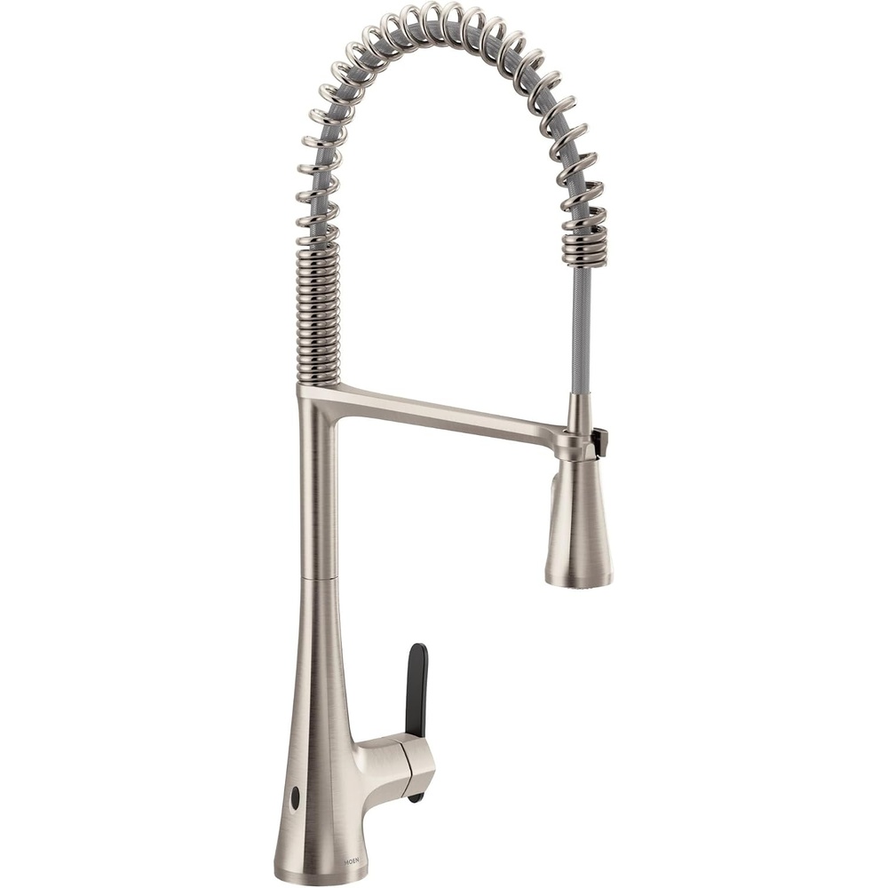 image:imageMoen Sinema Spot Resist Stainless SingleHandle Touchless High Arc Pulldown Kitchen Faucet Spring Kitchen Sink Faucet with Pulldown Sprayer Head and Wave Motion Sensor S5235EWSRS