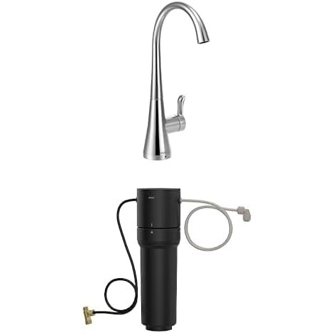 image:imageMoen Sip Chrome Beverage Faucet with High Arc Rotating Spout Plus Advanced Carbon Water Filtration System for Cleaner Drinking Water S5520 F9800