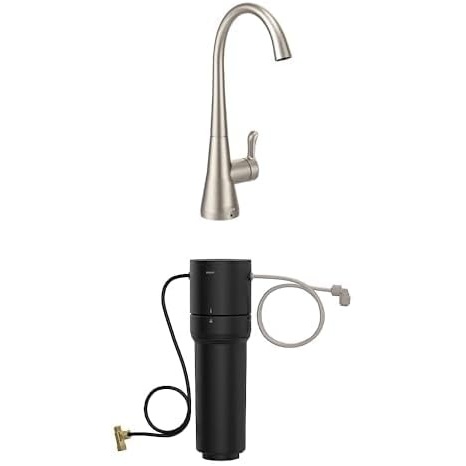 image:imageMoen Sip Spot Resist Stainless Beverage Faucet with High Arc Rotating Spout Plus Advanced Carbon Water Filtration System for Cleaner Drinking Water S5520SRS  F9800