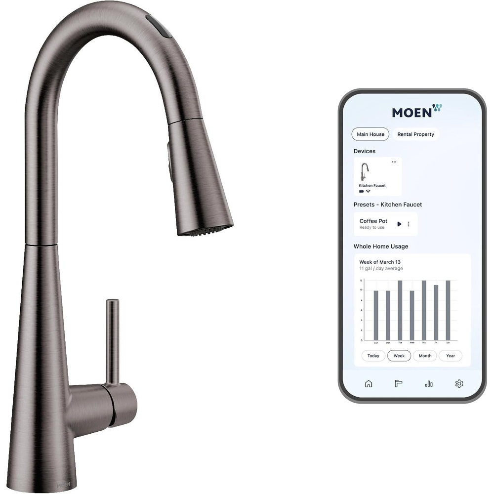 image:imageMoen Sleek Oil Rubbed Bronze OneHandle High Arc Kitchen Faucet with Pulldown Sprayer Featuring Power Boost for a Faster Clean 7864ORBSpot Resist Black Stainless