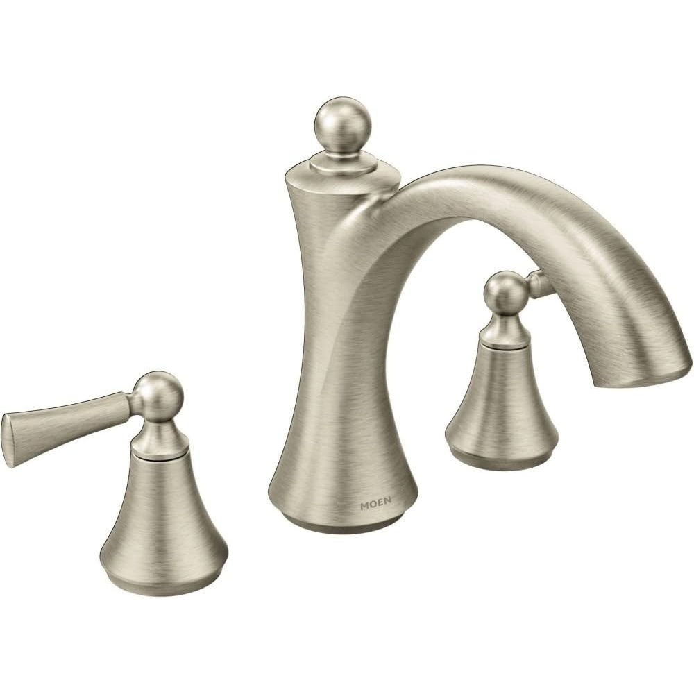 image:imageMoen T653 Wynford Chrome twohandle non diverter roman tub faucetBrushed Nickel