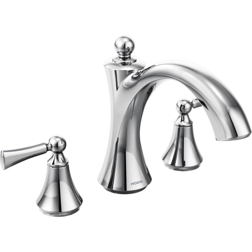 image:imageMoen T653 Wynford Chrome twohandle non diverter roman tub faucetChrome
