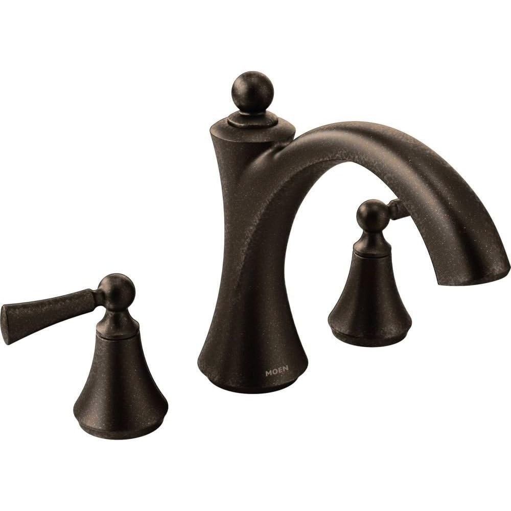 image:imageMoen T653 Wynford Chrome twohandle non diverter roman tub faucetOil Rubbed Bronze
