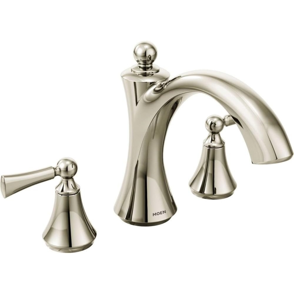 image:imageMoen T653 Wynford Chrome twohandle non diverter roman tub faucetPolished Nickel