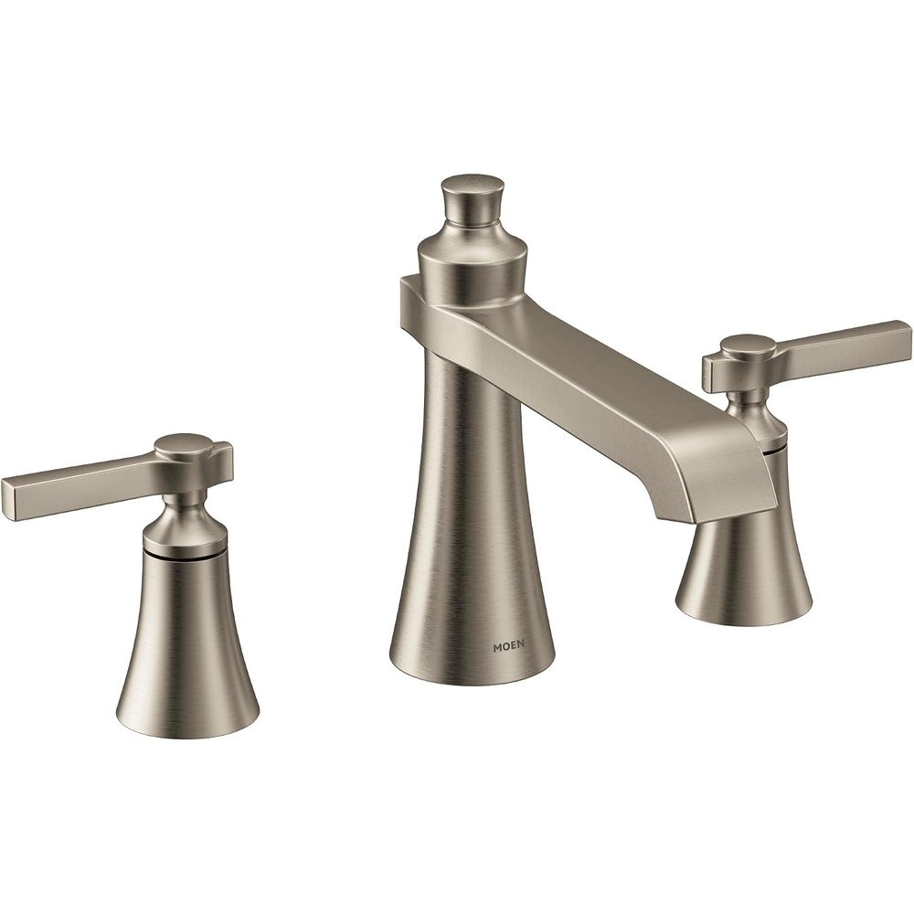 image:imageMoen TS926BN Flara 2Handle Deck Mount Lever Handle Roman Tub Faucet Trim Kit Valve Required Brushed Nickel