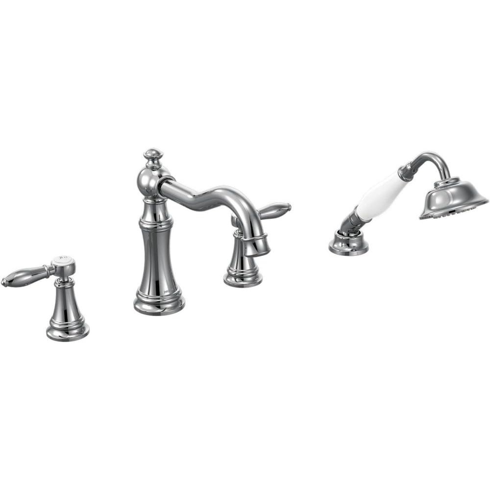 image:imageMoen Ts21104Bn Weymouth TwoHandle Roman Tub Faucet Trim Kit with Handshower Valve Required Brushed NickelChrome