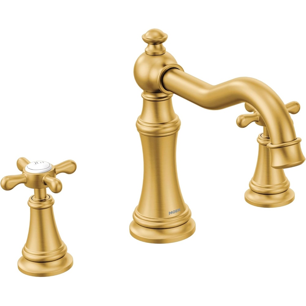 image:imageMoen Ts22101 Weymouth TwoHandle High Arc Roman Tub Faucet Trim only ChromeBrushed Gold