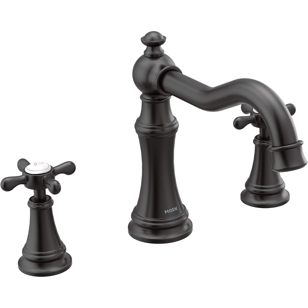 image:imageMoen Ts22101 Weymouth TwoHandle High Arc Roman Tub Faucet Trim only ChromeMatte Black