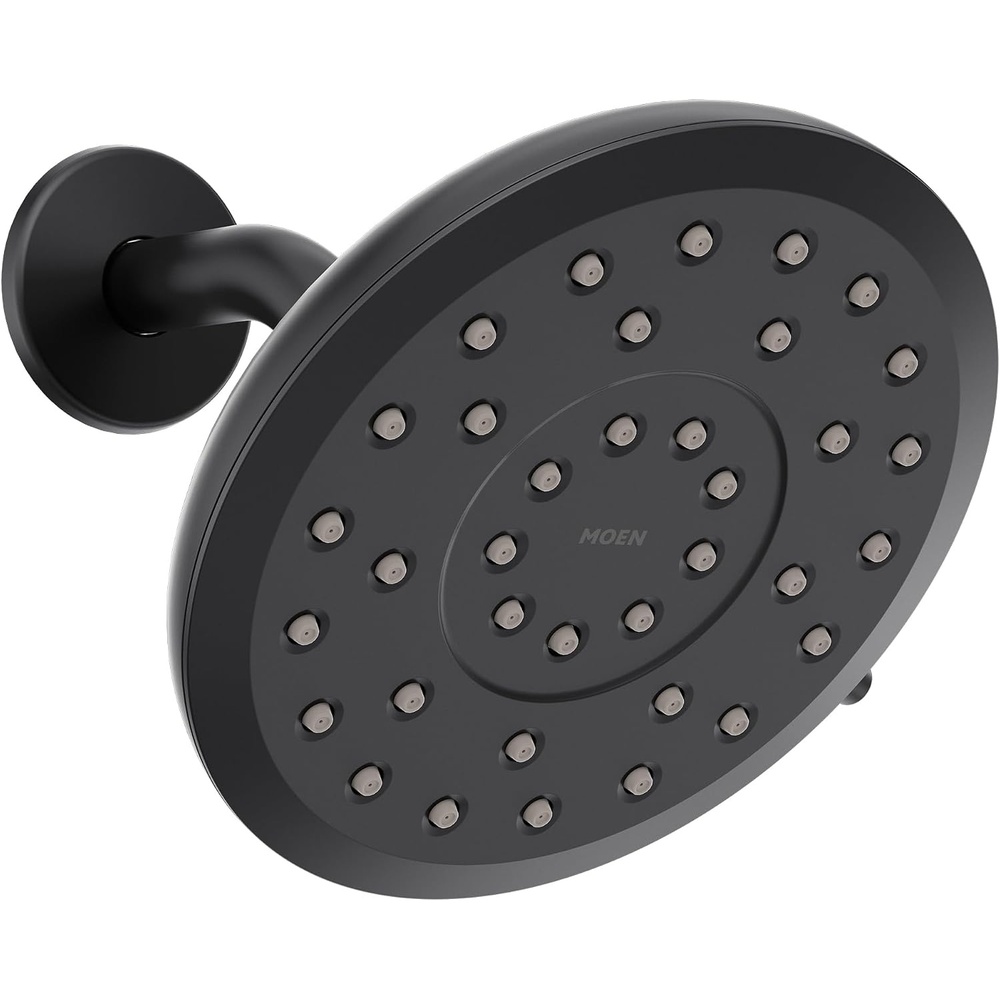 image:imageMoen Verso EcoPerformance Infiniti Dial Round Rain Shower Head 6Inch Diameter Spray Head Matte Black 220R6EPBLMatte Black