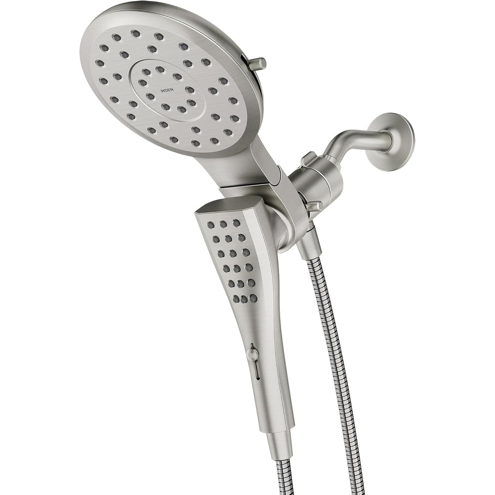 image:imageMoen Verso Round Rain Showerhead and Handshower Combination with Infiniti Dial and Magnetix Docking 60 Hose Matte Black 220C2EPBLSpot Resist Nickel