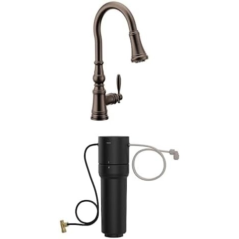 image:imageMoen Weymouth OilRubbed Bronze 3in1 Water Filtration OneHandle Pulldown Kitchen Faucet FS73004ORB with Moen F9800 Advanced Carbon Water Filtration SystemOil Rubbed Bronze