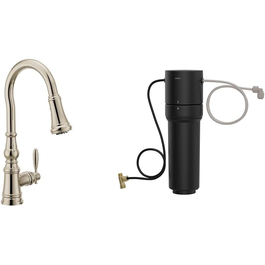 image:imageMoen Weymouth OilRubbed Bronze 3in1 Water Filtration OneHandle Pulldown Kitchen Faucet FS73004ORB with Moen F9800 Advanced Carbon Water Filtration SystemPolished Nickel