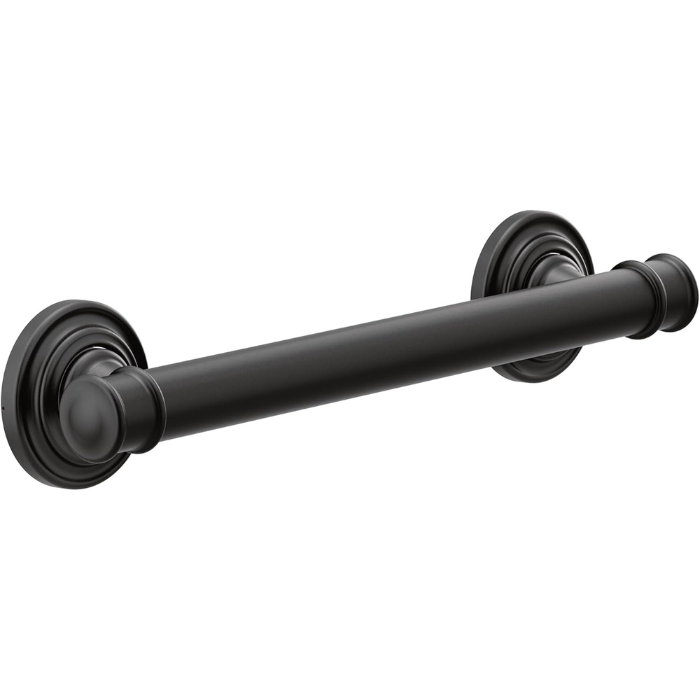 image:imageMoen YG6412ORB Bathroom Safety 12Inch Stainless Steel Traditional Bathroom Grab Bar OilRubbed BronzeMatte Black