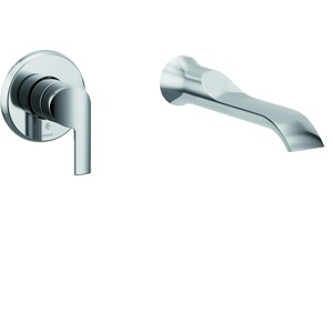 Doux Chrome Single Handle Wall Mount Tub Filler High Flow Tub Faucet with 10″ Spout Reach, WTS981