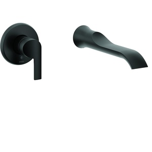 Doux Matte Black Single Handle Wall Mount Tub Filler High Flow Tub Faucet with 10″ Spout Reach, WTS981BL