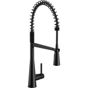 Moen 5925 Sleek One Handle Pre-Rinse Spring Pulldown Kitchen Faucet with Power Boost, Chrome(Matte Black)