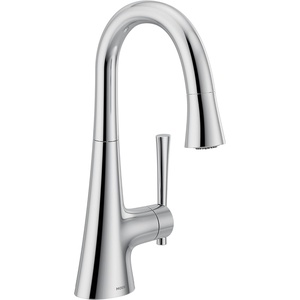 Moen 6126BL Kurv Collection One-Handle Pulldown Bar Faucet with Power Clean Featuring Reflex, Matte Black(Chrome)
