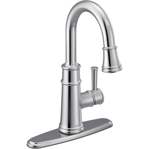 Moen 6260SRS Belfield One-Handle Pulldown Bar Faucet with Power Clean Featuring Reflex, Stainless(Chrome)