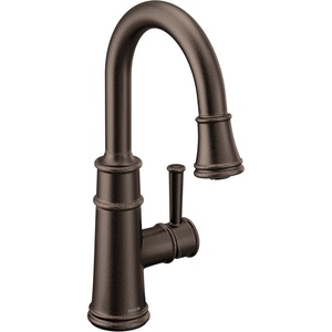 Moen 6260SRS Belfield One-Handle Pulldown Bar Faucet with Power Clean Featuring Reflex, Stainless(Oil Rubbed Bronze)