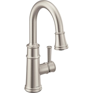 Moen 6260SRS Belfield One-Handle Pulldown Bar Faucet with Power Clean Featuring Reflex, Stainless(Stainless)