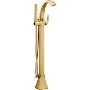 Moen 695 Voss One-Handle Freestanding Floor Mount Tub Filler with Handshower, Chrome(Brushed Gold)
