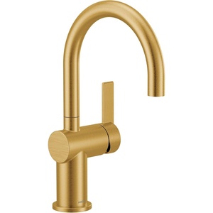 Moen 7622BL CIA Pulldown Kitchen Faucet with Power Boost, Includes Optional Chrome and Brushed Gold Accents, Matte Black with(Brushed Gold)