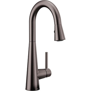 Moen 7664BLS Sleek One-Handle High Arc Pulldown Bar Faucet, Black Stainless(Black/Stainless Steel)