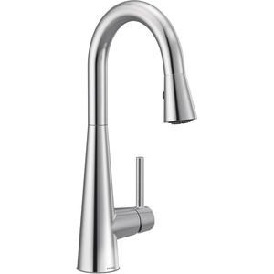 Moen 7664BLS Sleek One-Handle High Arc Pulldown Bar Faucet, Black Stainless(Chrome)