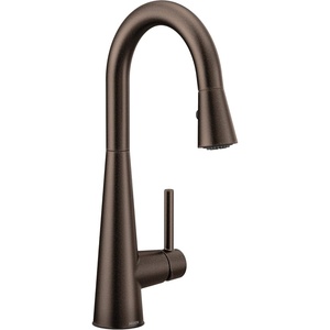 Moen 7664BLS Sleek One-Handle High Arc Pulldown Bar Faucet, Black Stainless(Oil Rubbed Bronze)