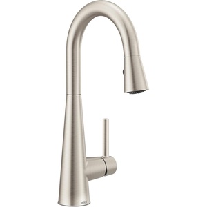Moen 7664BLS Sleek One-Handle High Arc Pulldown Bar Faucet, Black Stainless(Spot Resist Stainless)