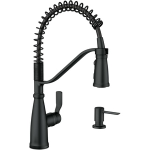 Moen 87071BZG Nolia One-Handle Pull-Down Kitchen Faucet with Power Boost, Soap Dispenser Included, High Arc, 1 or 3 Hole Installation, Brushed Gold(Matte Black)