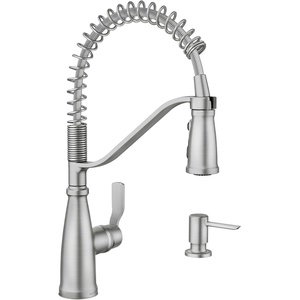 Moen 87071BZG Nolia One-Handle Pull-Down Kitchen Faucet with Power Boost, Soap Dispenser Included, High Arc, 1 or 3 Hole Installation, Brushed Gold(Spot Resist Stainless)