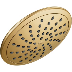 Moen 8-Inch Fixed Eco-Performance Rainshower Showerhead, Matte Black, 6345EPBL(Brushed Gold)