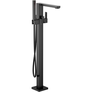 Moen 90 Degree Matte Black One-Handle Freestanding Floor Mount Tub Filler with Handshower, S905BL