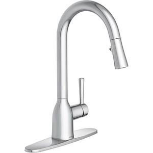 Moen Adler Mediterranean Bronze One-Handle High Arc Modern Kitchen Faucet with Power Clean and Pull Down Spray Head, 87233BRB(Chrome)