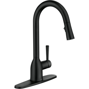 Moen Adler Mediterranean Bronze One-Handle High Arc Modern Kitchen Faucet with Power Clean and Pull Down Spray Head, 87233BRB(Matte Black)