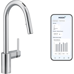 Moen Align Brushed Gold 3-in-1 Water Filtration Pre-Rinse Spring Pull Down Kitchen Faucet, Water Filter for Sink Faucet Sold Separately, F5923BG(Chrome)