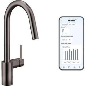 Moen Align Brushed Gold 3-in-1 Water Filtration Pre-Rinse Spring Pull Down Kitchen Faucet, Water Filter for Sink Faucet Sold Separately, F5923BG(Spot Resist Black Stainless)