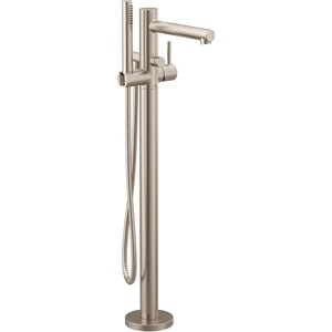 Moen Align Brushed Gold One-Handle Freestanding Floor Mount Tub Filler, Freestanding Tub Faucet with Handshower, 395BG(Brushed Nickel)