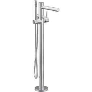 Moen Align Brushed Gold One-Handle Freestanding Floor Mount Tub Filler, Freestanding Tub Faucet with Handshower, 395BG(Chrome)