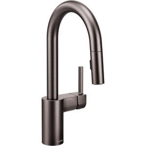 Moen Align Spot Resist Stainless One-Handle Modern Pulldown Bar Faucet with Power Clean and Reflex Docking System, 5965SRS(Black Stainless)