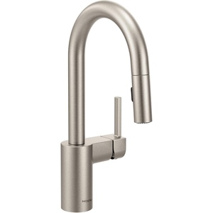 Moen Align Spot Resist Stainless One-Handle Modern Pulldown Bar Faucet with Power Clean and Reflex Docking System, 5965SRS(Spot Resist Stainless)