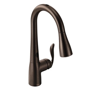 Moen Arbor Oil Rubbed Bronze Motionsense Two-Sensor Touchless One-Handle Pulldown Kitchen Faucet, Single Hole Kitchen Sink Faucet Featuring Power Boost for a Faster Clean, 7594EORB